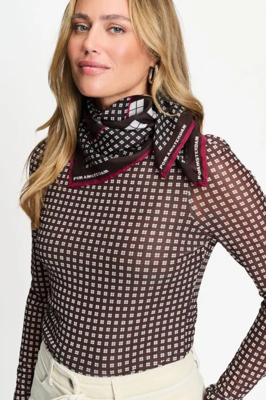 Pom Amsterdam Sjaal - Maya Check Brown Bruin