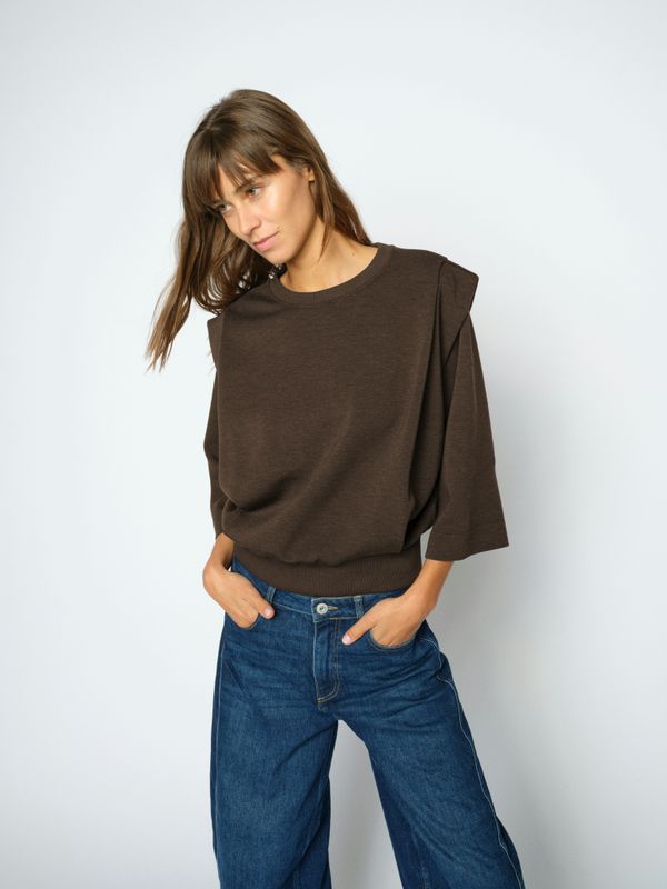 Mos Mosh MMMae O-3/4 Sleeve Sweatshirt Bruin