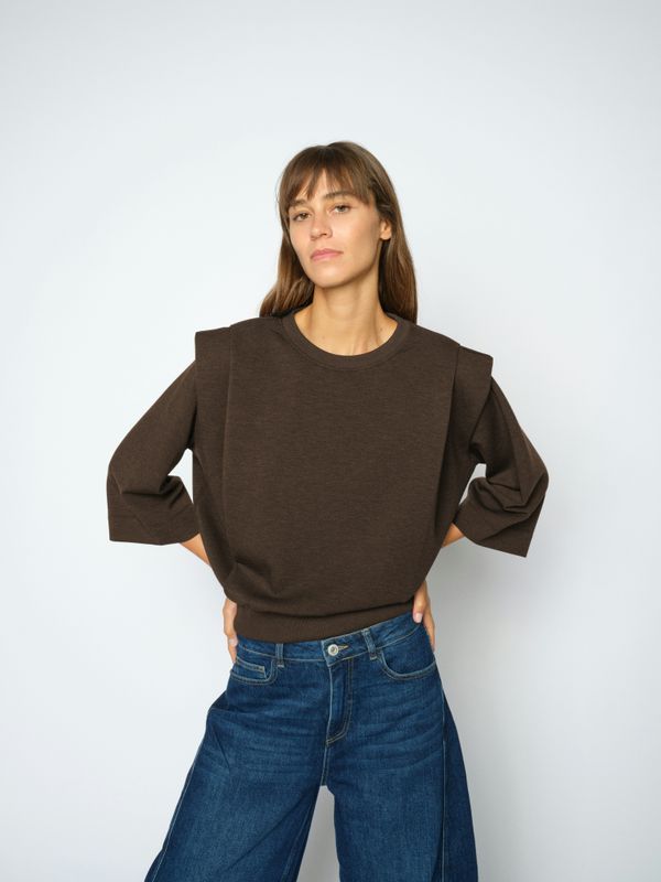 Mos Mosh MMMae O-3/4 Sleeve Sweatshirt Bruin