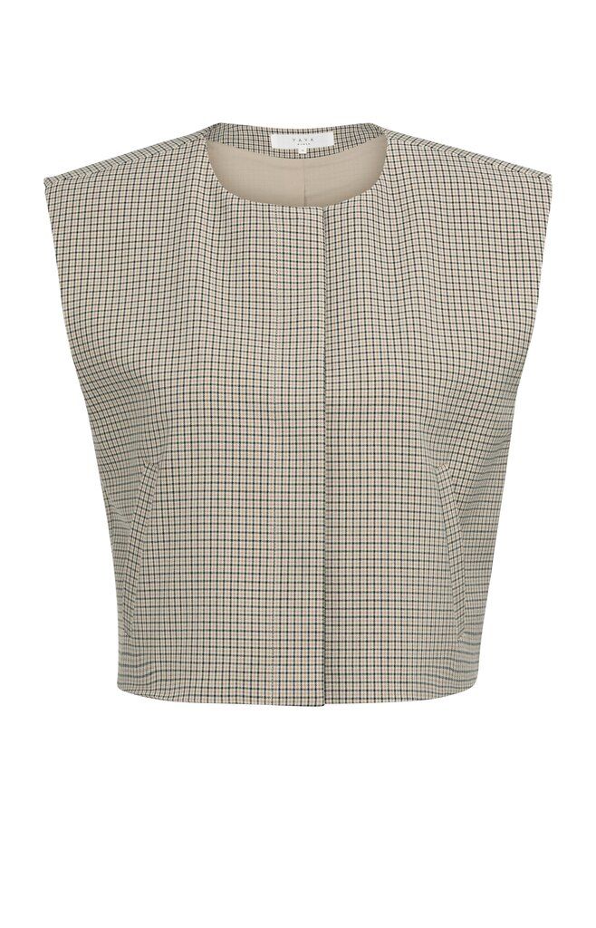 YAYA Geruit gilet beige
