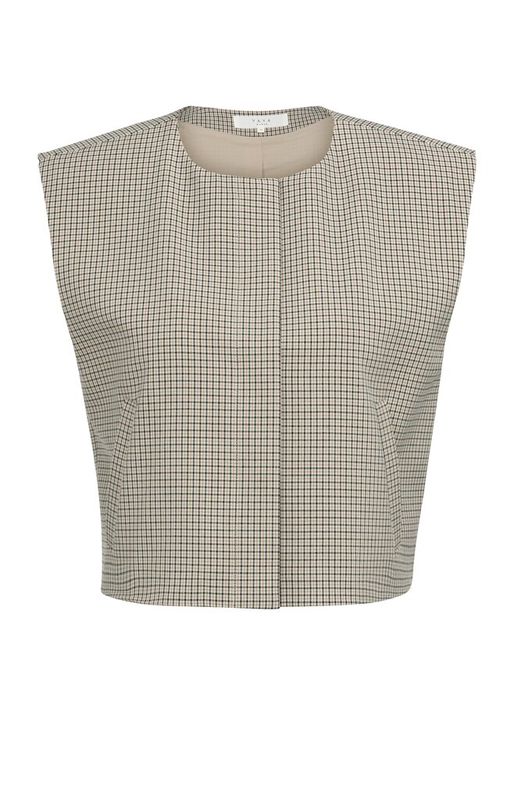 YAYA Geruit gilet beige