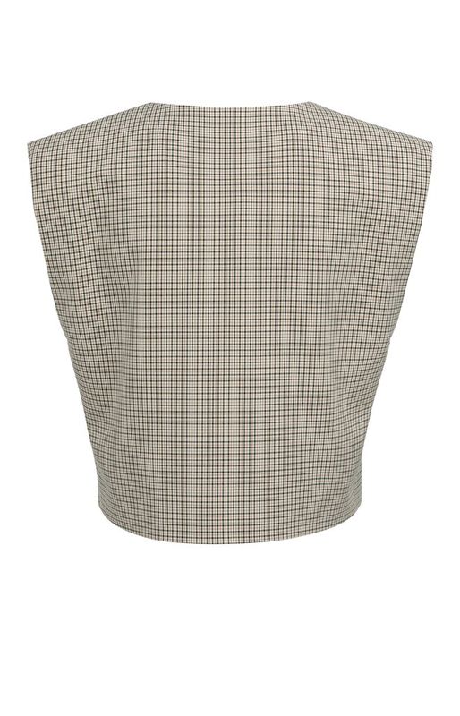 YAYA Geruit gilet beige