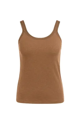 YAYA Singlet met mesh hals bruin