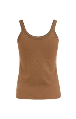 YAYA Singlet met mesh hals bruin