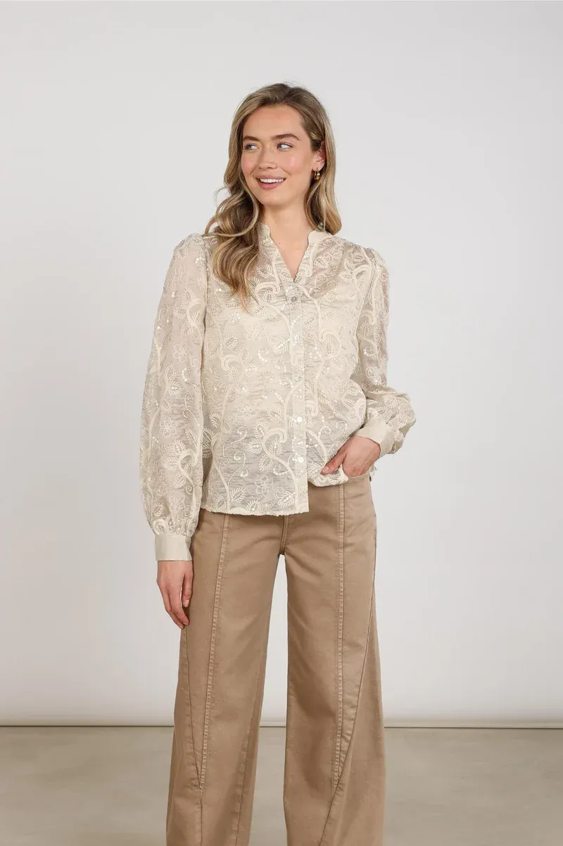 Nukus Antonella Blouse Embroidery Beige