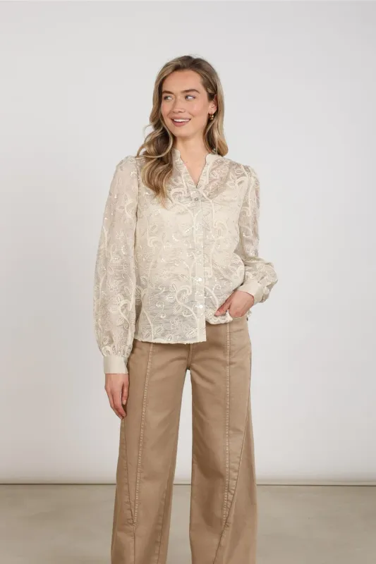 Nukus Antonella Blouse Embroidery Beige