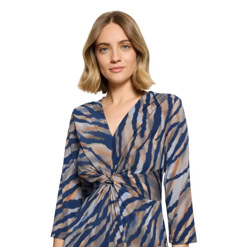 Betty Barclay Midi-jurk Met 3/4 mouwen Blauw/ Bruin