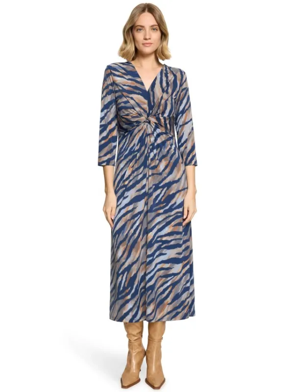Betty Barclay Midi-jurk Met 3/4 mouwen Blauw/ Bruin
