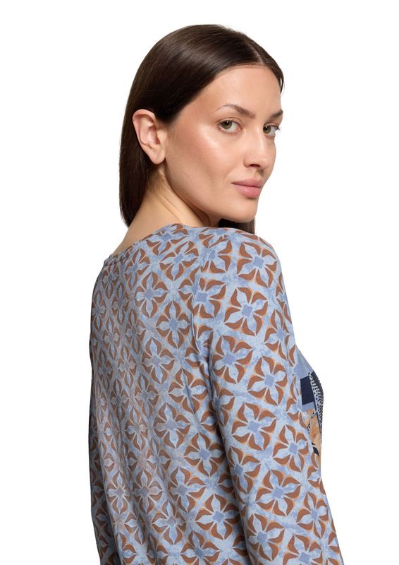 Betty Barclay Shirt met 3/4 mouwen en print Blauw/ Bruin