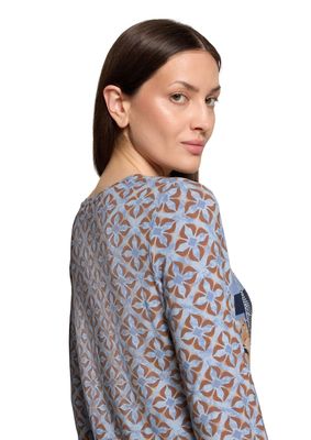 Betty Barclay Shirt met 3/4 mouwen en print Blauw/ Bruin