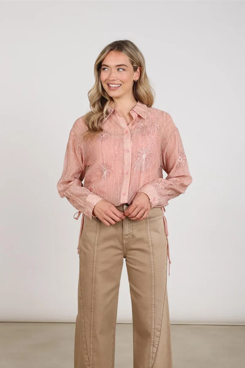 Nukus Ally Blouse Embroidery Roze
