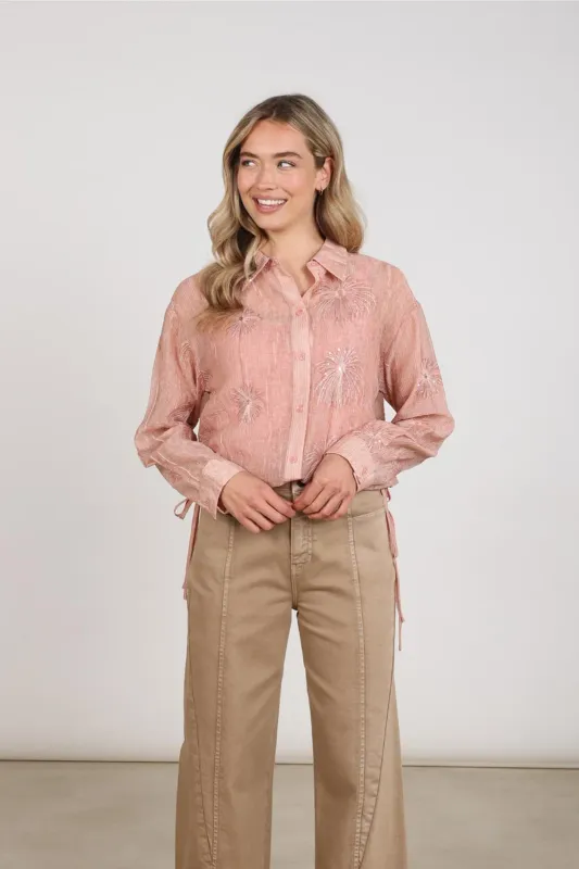 Nukus Ally Blouse Embroidery Roze