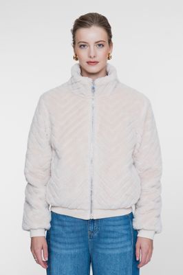 Geisha Jacket fake fur zigzag Ecru