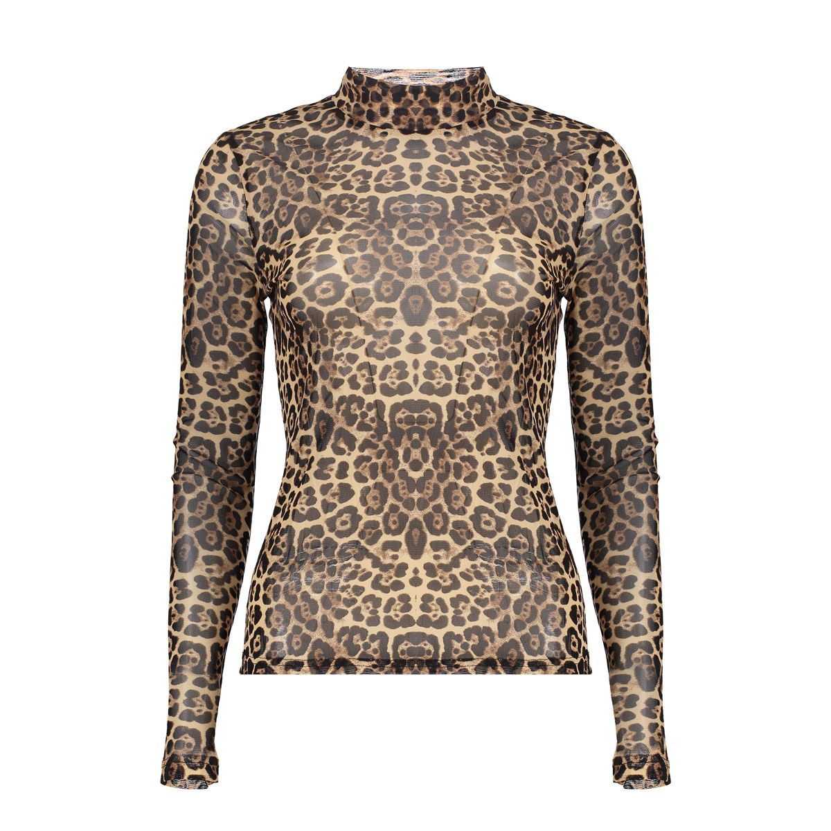 Geisha mesh top met panterprint