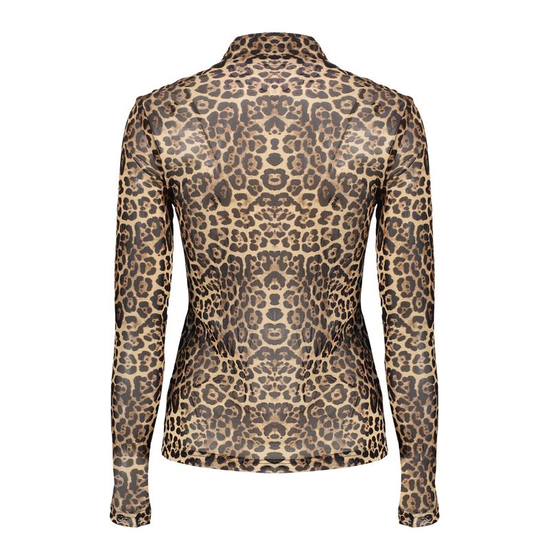 Geisha mesh top met panterprint