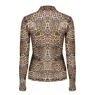 Geisha mesh top met panterprint