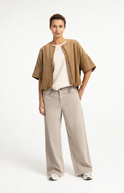 YAYA Oversized suedine jasje Bruin