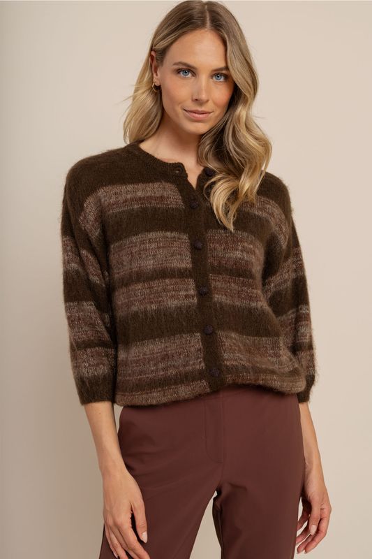 Studio Anneloes Bibi ssl stripe cardigan Bruin