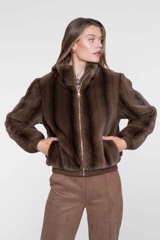 Geisha Jacket fake fur Bruin
