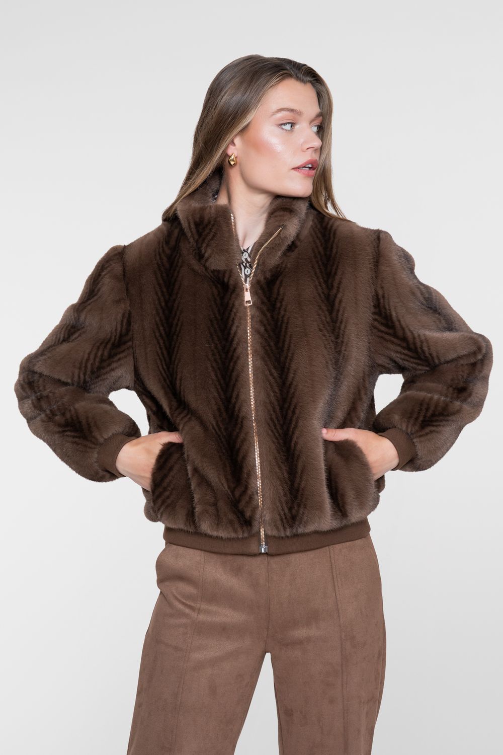 Geisha Jacket fake fur Bruin