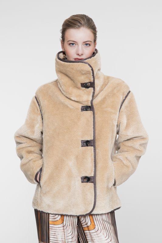 Geisha Jacket kort bonded fur Bruin