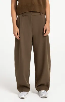 YAYA Geweven barrel-leg broek Bruin