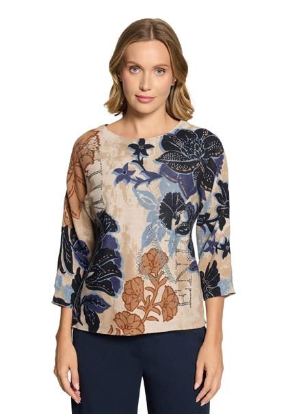 Betty Barclay strick koll shirt Beige/Blauw