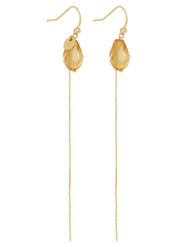 Ellen Beekmans Lange facet drops oorbellen Goud