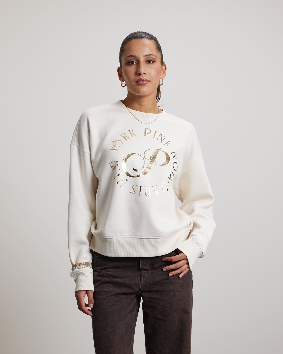 Pink Noir Merci Sweater Ecru