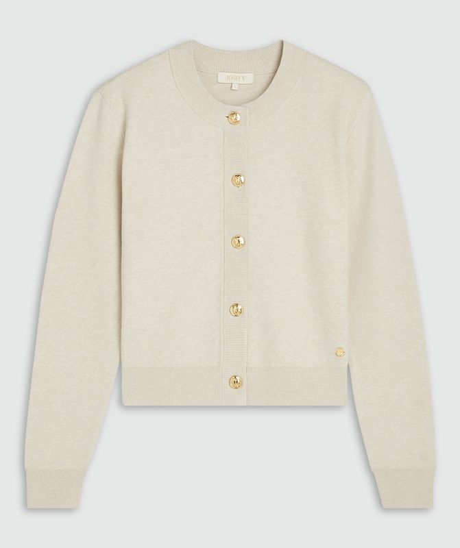 Josh V JV-FLISS Regular-Fit-Strickjacke Ecru