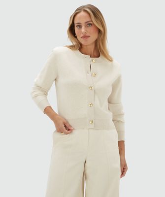 Josh V JV-FLISS Regular-Fit-Strickjacke Ecru