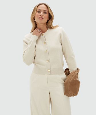 Josh V JV-FLISS Regular-Fit-Strickjacke Ecru