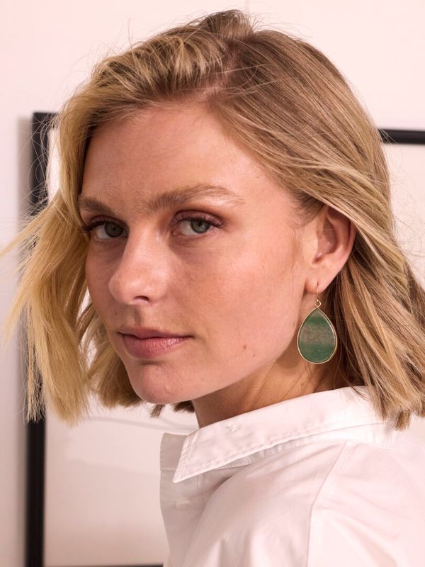 Ellen Beekmans Oorbellen met groene pegel (4,5 cm) Groen -9