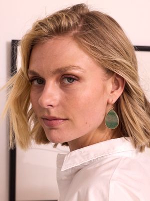 Ellen Beekmans Oorbellen met groene pegel (4,5 cm) Groen -9