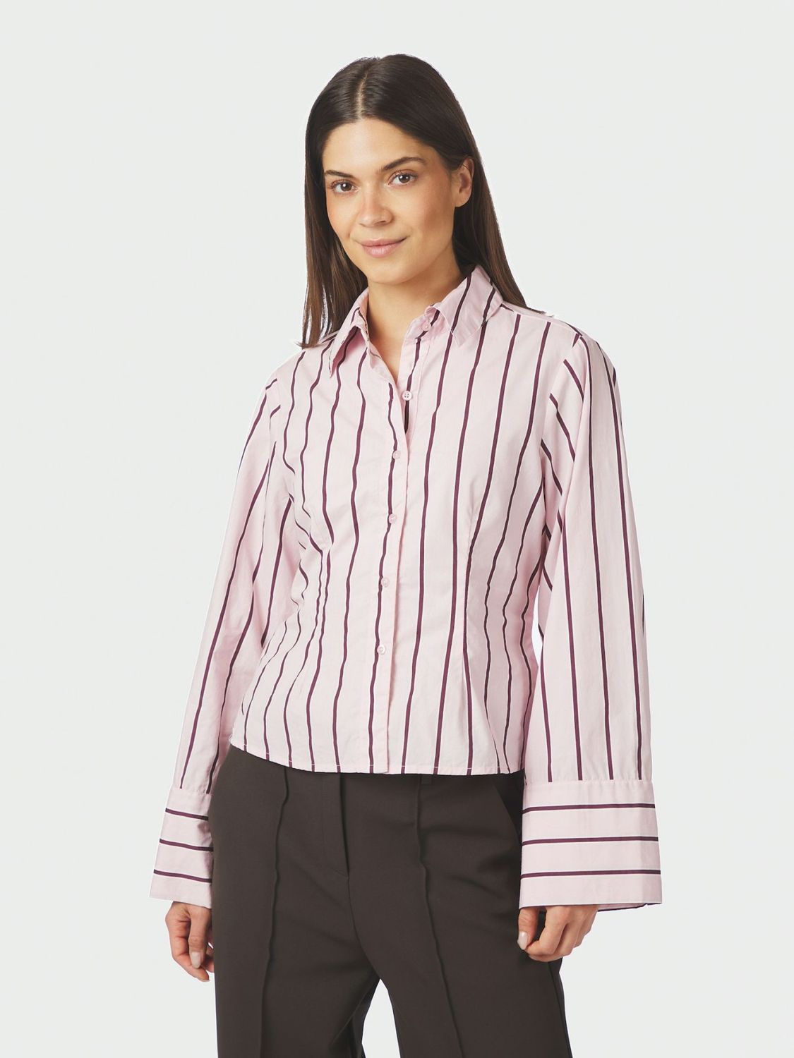 Neo Noir Rosa Wide Stripe Shirt Roze