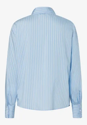 moreandmore Striped Pussycat Bow Blouse Blauw