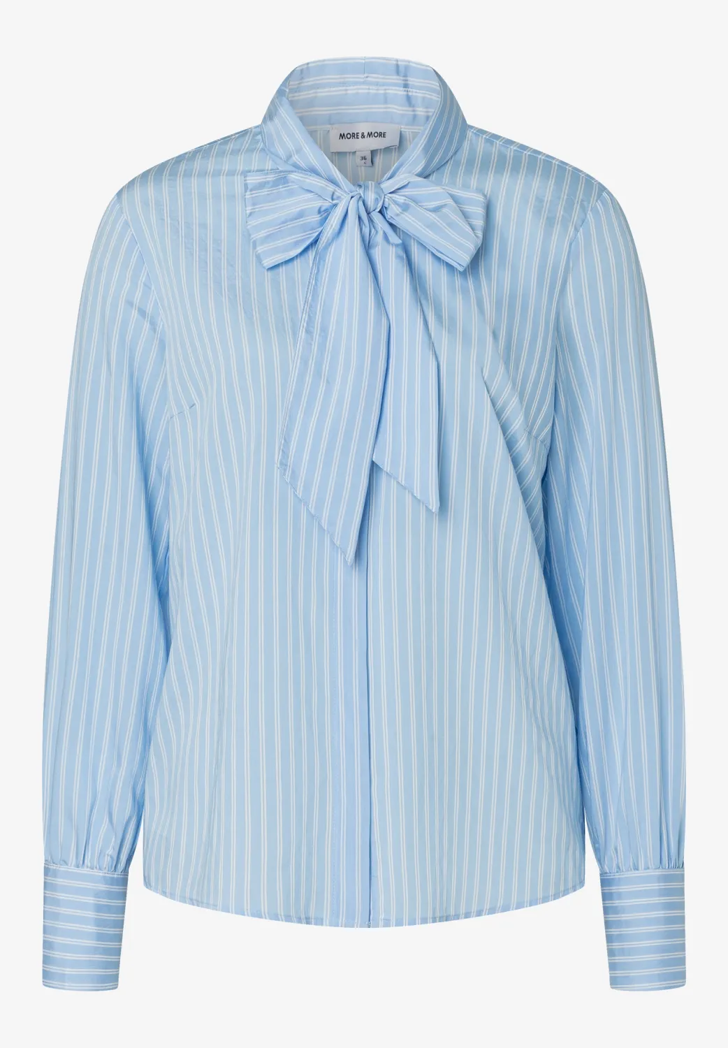 moreandmore Striped Pussycat Bow Blouse Blauw