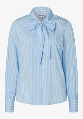 moreandmore Striped Pussycat Bow Blouse Blauw
