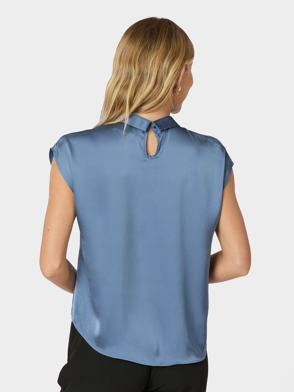 Neo Noir Fleur Drapy Satin Blouse Blauw