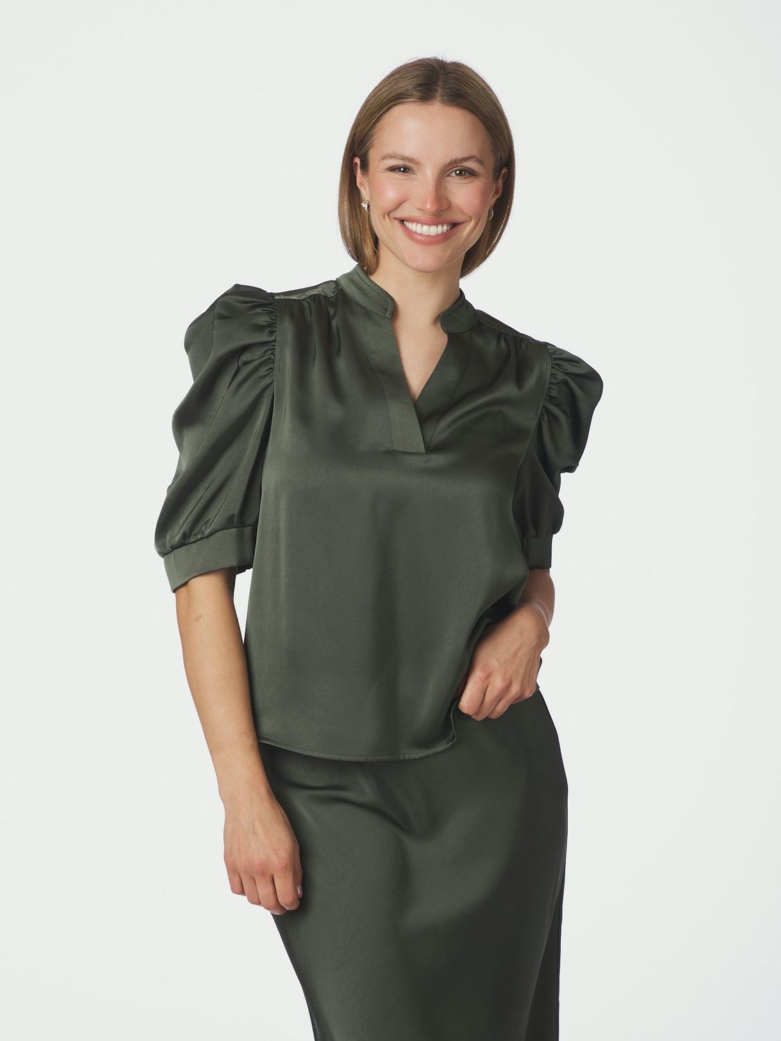 Neo Noir Roella Heavy Sateen Blouse Groen