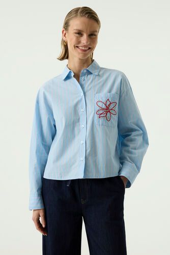 Garcia ladies shirt ls Blauw