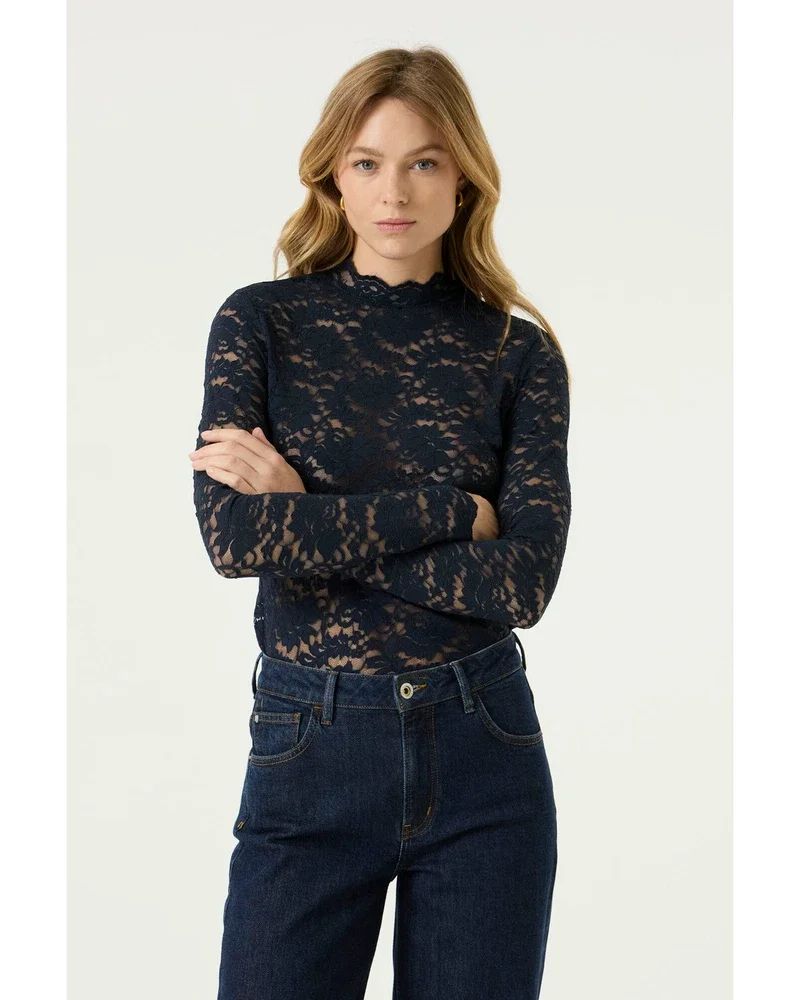 Garcia kanten T-Shirt Blauw