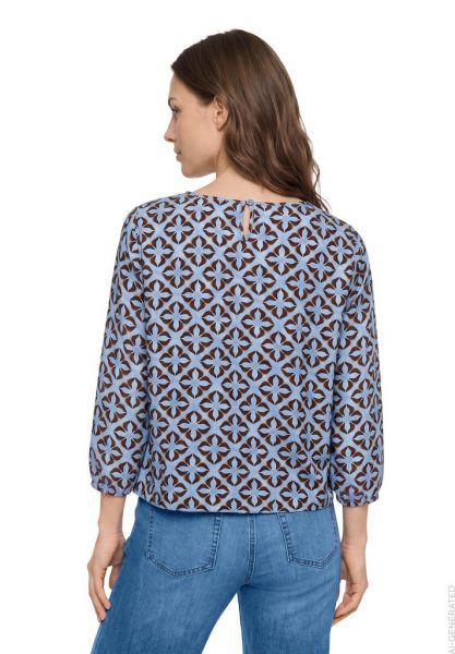 Betty Barclay blouse met lange mouwen en grafische print Blauw/ Bruin