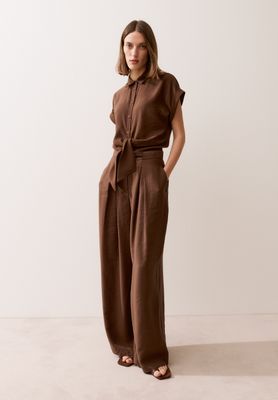 moreandmore Modal Blend Blouse with Knot Detai cool chocolate