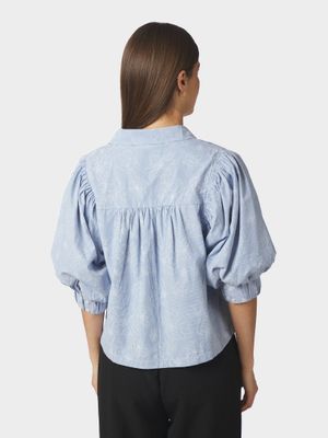 Neo Noir Etta Flower Stripe Shirt Blauw