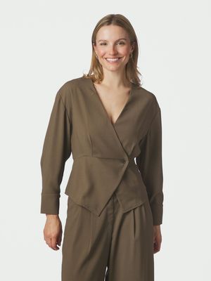 Neo Noir Reline Crepe Blouse Beige