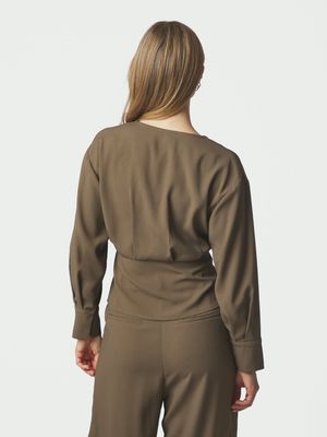 Neo Noir Reline Crepe Blouse Beige