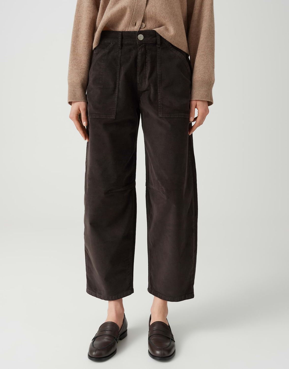 Opus LISSIE BOLDI Barrel-jeans van fijn corduroy Bruin