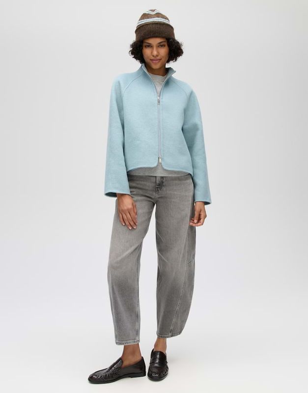 Opus Zachte gebreide muts met veelkleurige strepen Blauw