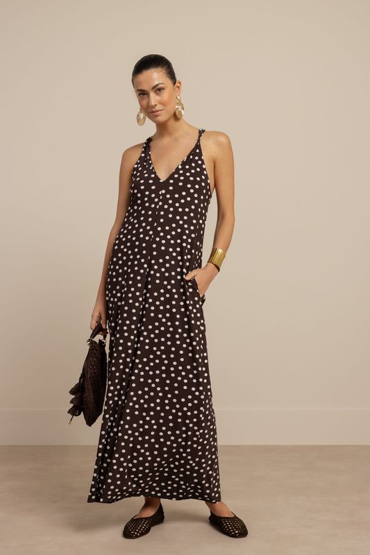 Studio Anneloes Norah 2way dot dress Bruin